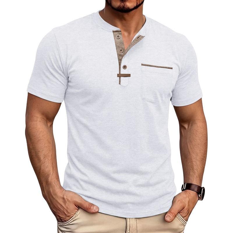 Men S Casual Short Sleeve Henley Neck T Shirt