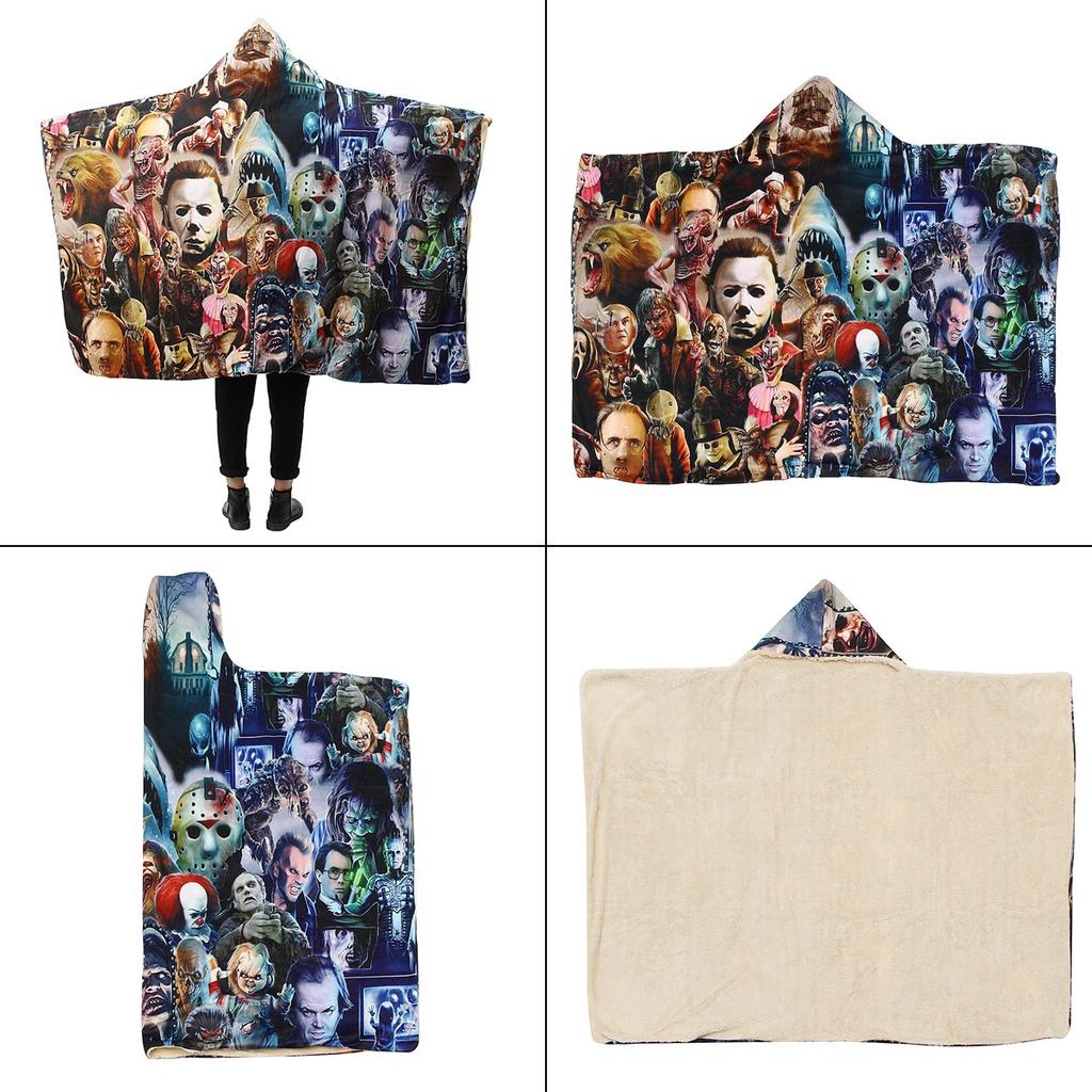 Horror Movie Characters Blanket 130150CM,#01 Thicken Warm Fleece Square Comfort Blanket Camping Outdoor Blankets for Adults Kids Horror Movie Characters Blanket 130150CM,#01 Thicken Warm Fleece Square Comfort Blanket Camping Outdoor Blankets for Adults Kids