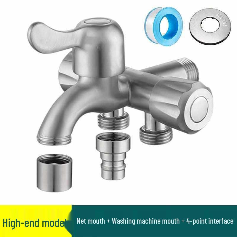 Robinet Trois Voies Multifonctionnel en Acier Inoxydable pour Machine à Laver, Bac à Vadrouille de Balcon et Contrôle de Toilette