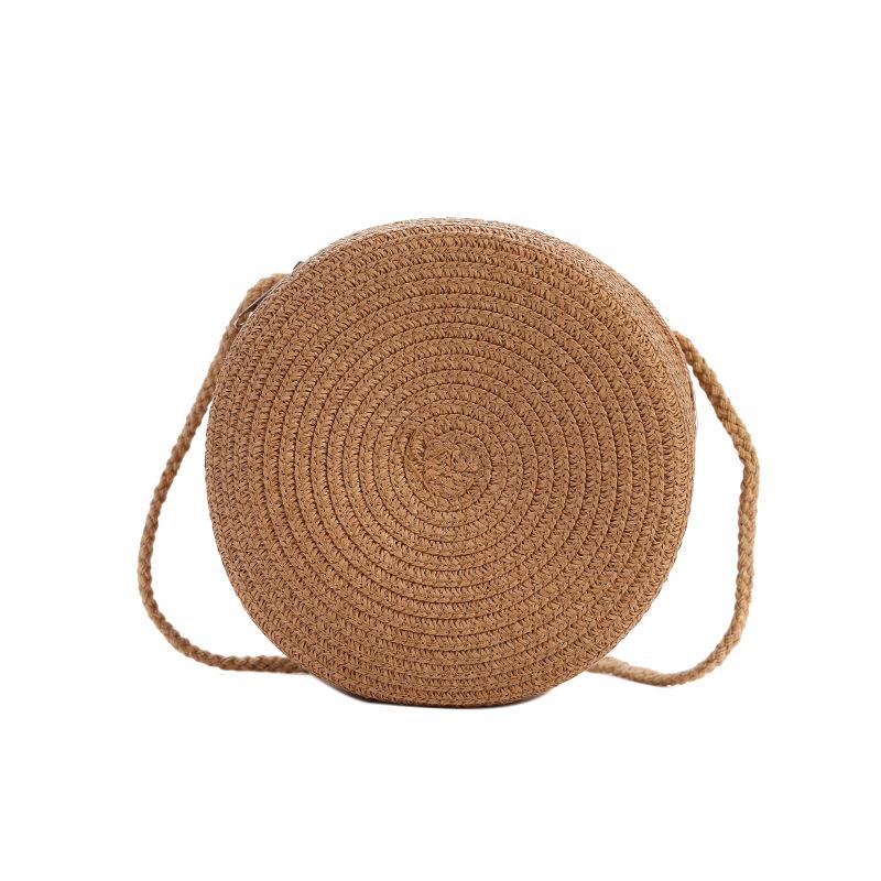 Stylish and Cute Round Woven Straw Crossbody Bag for Kids – Perfect for Travel and Summer