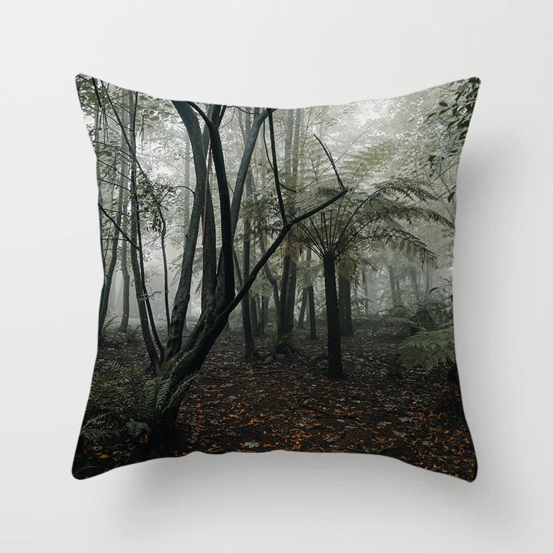 Sunshine Forest Landscape Printed Throw Pillow Cover Sofa Decoration Car Office Seat Cushion Cover Room Home Decor Pillow Cover