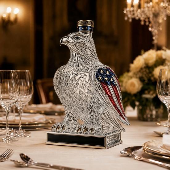 Eagle Whiskey Glass Decanter, 350ml 250th Anniversary Eagle Shaped Glass Bottle for Wine Bourbon, Unique Bar Decor & Gift for Men