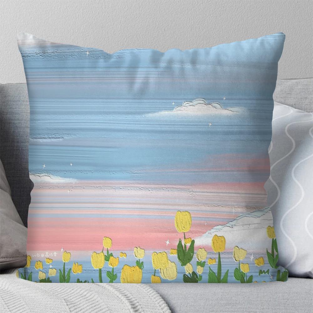 

1 шт. Наволочка для подушки с масляной живописью цветов, квадратная, для спальни, дивана, для отдыха, комфортная, для автомобиля, гостиной, домашний декор 40X40 16x16Inch