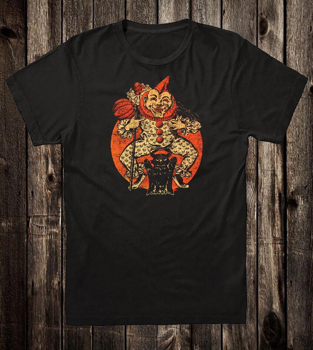 

Ретро Хэллоуин Футболка Vtg Арт Готика Ведьма Клоун и Сова Викторианский S