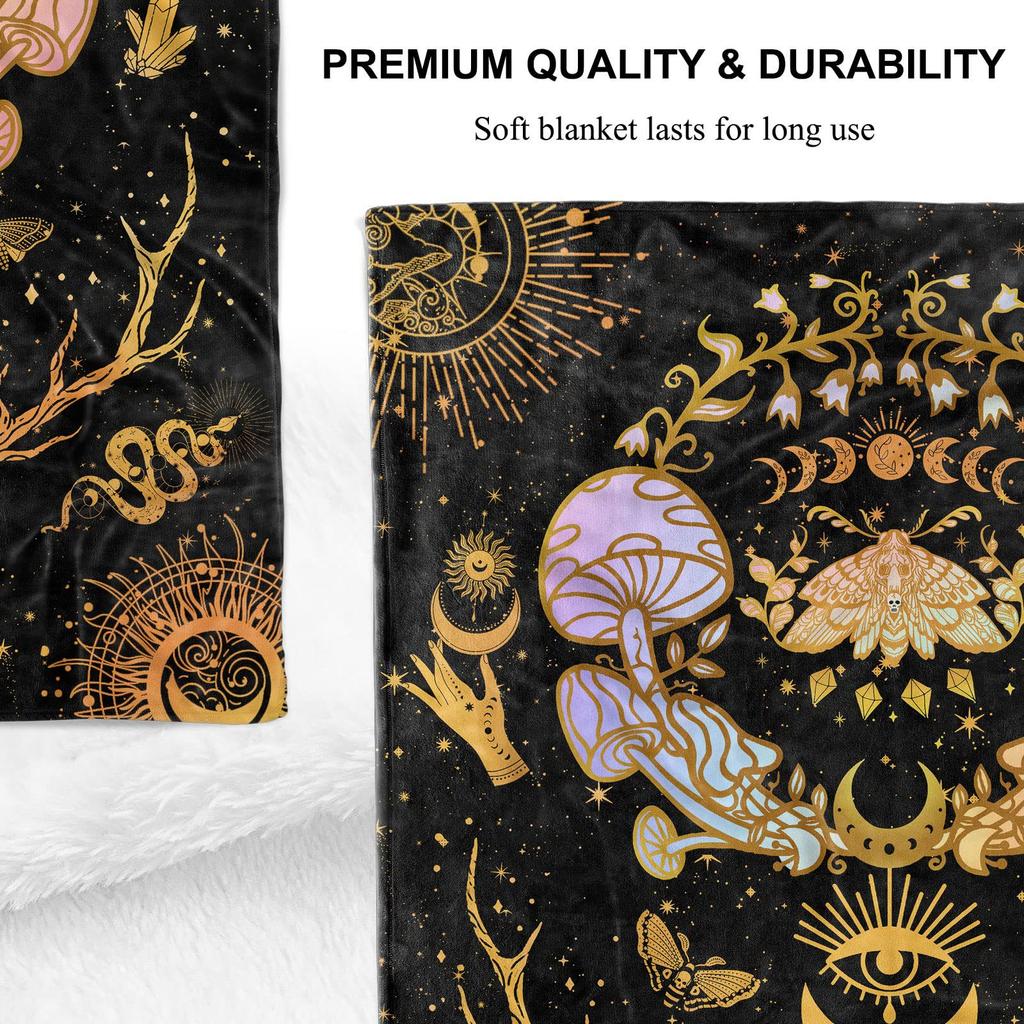 Moon Witch of the Moth digital-printed polyester Bedroom velvet flannel soft sofa cover blanket Fleece cover blankets for beds