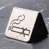 Stainless Steel Tabletop No Smoking Tent Sign Double Sided Display Stand for Restaurant Workplace