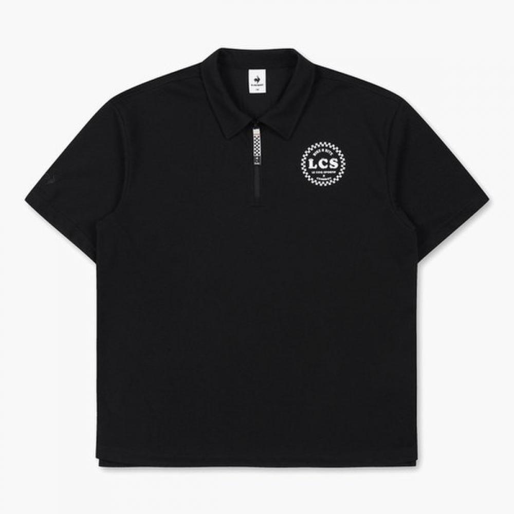 Le Coq SporTif Half Zip Polo Collar T shirT Blk   qp213cTs41
