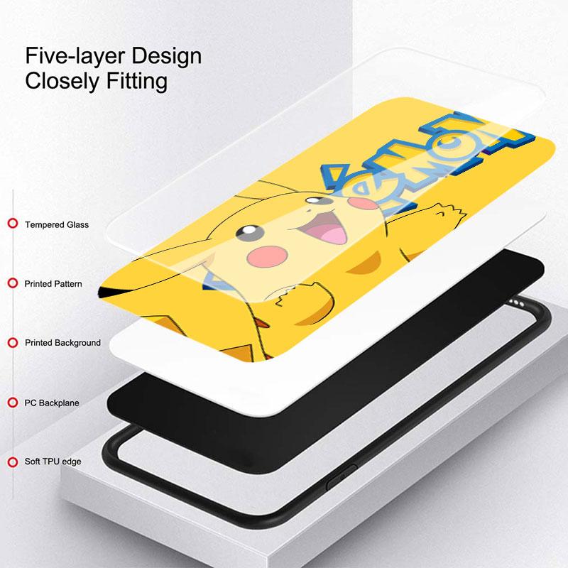 Szklane etui na Samsunga Galaxy S22 Ultra S21 Plus S20 FE Note 20 10 Lite S10 S9 S8 S10e Hartowana osłona na telefon Pika Pokemoon Słodkie