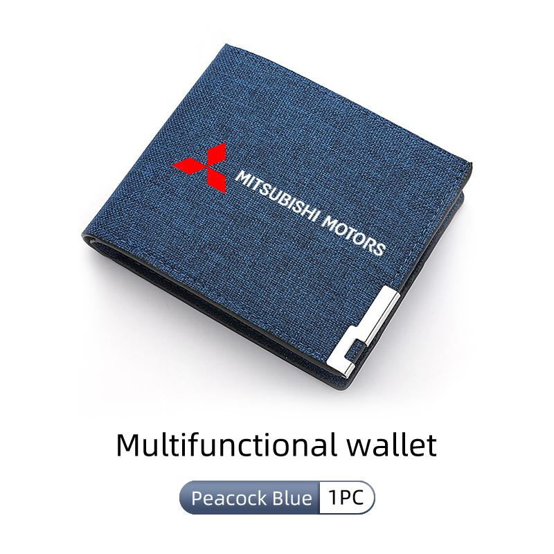 New Short Men Two -Fold Wallets Slim Card Holder For Mitsubishi Outlander Lancer L200 ASX Pajero Grandis Eclipse