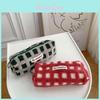 Simple Plush Grid Design Large Capacity Stationery Storage Bag For Daily School Supplies