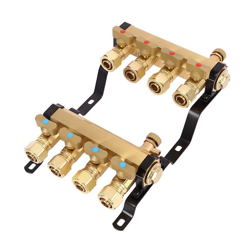 32mm Full Copper High-Flow Geothermal Underfloor Heating Manifold Assembly 2-Way Manifold (Special Edition)