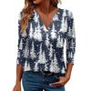Women's Casual Fashionable Sexy Comfortable V-Neck Christmas Three-Quarter Sleeve Top