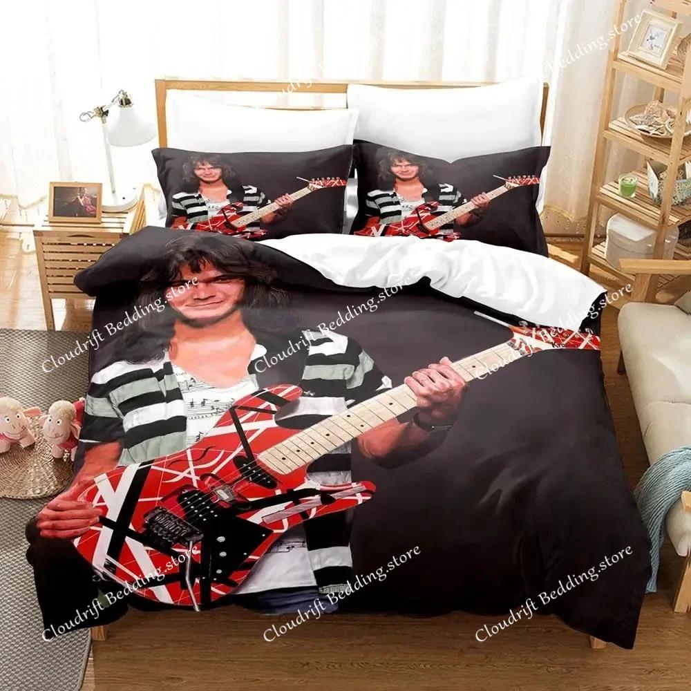 3D Print Eddie Van Halen Bedding Set Duvet Cover Bed Set Quilt Cover Pillowcase Comforter king Queen Size Boys Adult
