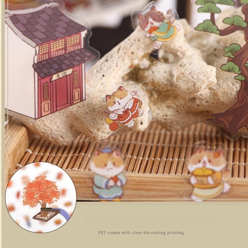Retro Courtyard Decorative Sticker Chinese Style Landscape Sticker 3D Scene Sticker Journal Supplies Gift for Kid Child