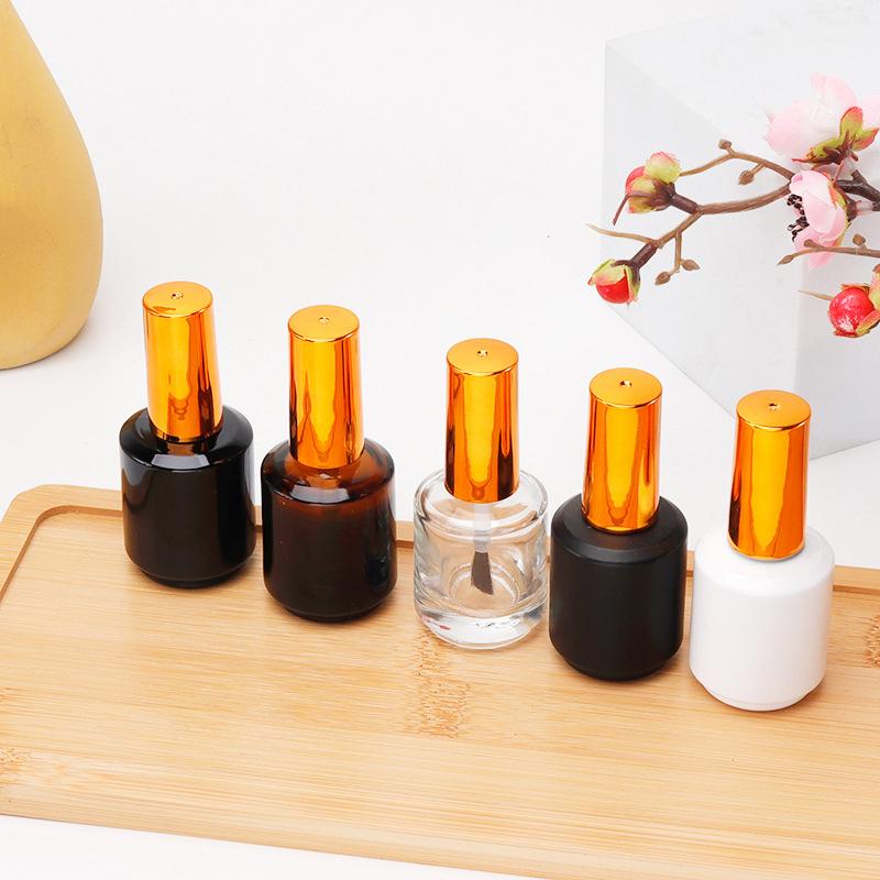 15Ml Empty Nail Polish Bottle With Brush Gold Cover Refill Bottle Glue Bottle Small Sample Nail Gel Polish Containers Glass