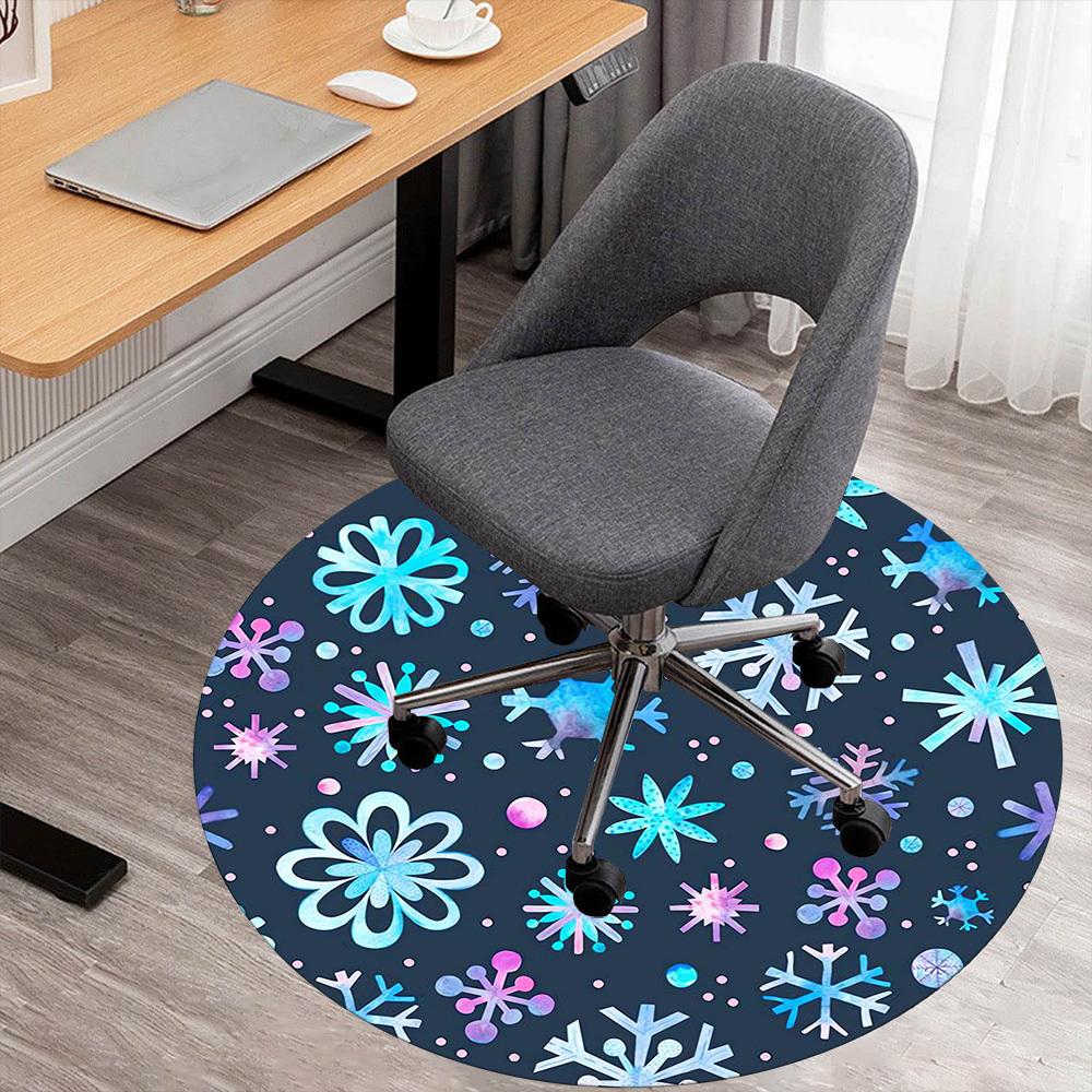 

1pc snowflake winter Round Chair mat Area Rug - Non-Slip, Floor Mat for Office, Bedroom, and Indoor Decor -1002187 80cm by 80cm