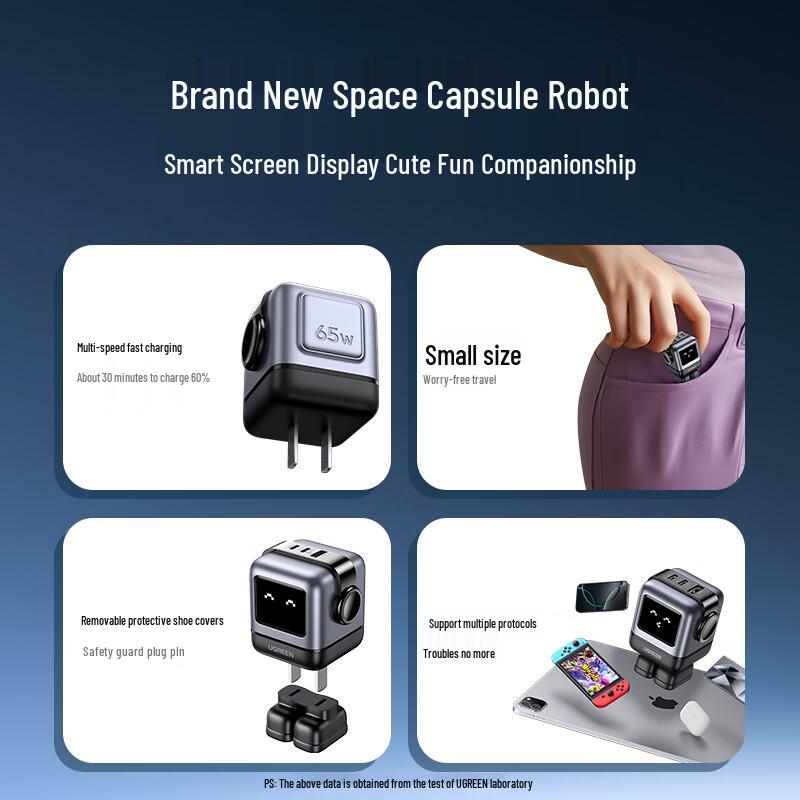 Ugreen 30W Q-Pi Robot GaN Fast Wall Charger