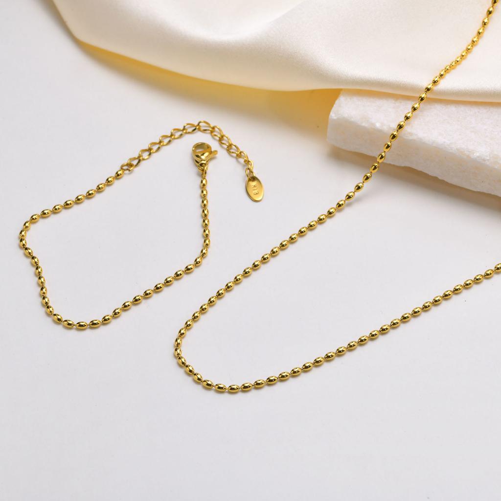 2mm/3mm Oval Beaded Chain Necklace, Ball Beaded Choker for Women Girls Layered Jewelry