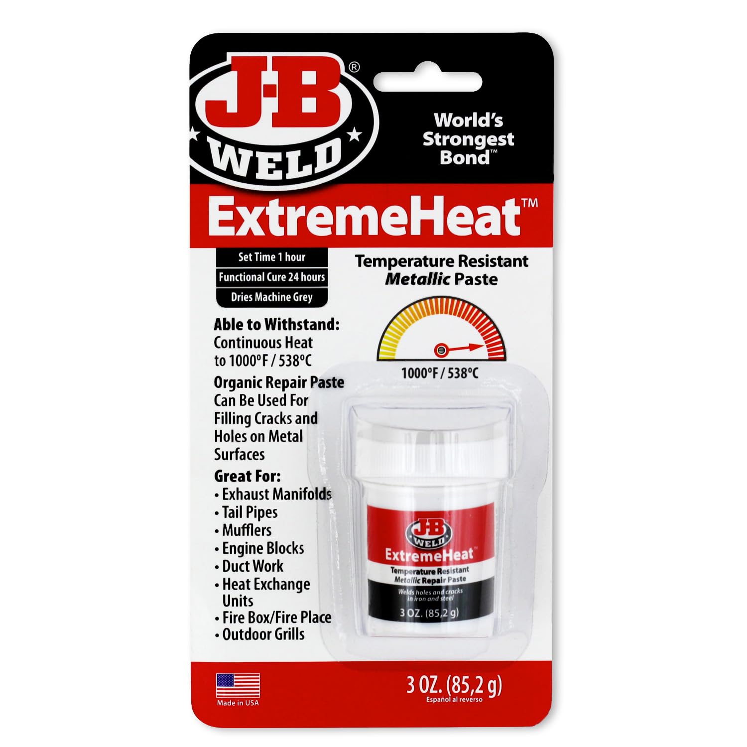 

J-B Weld 37901 3oz Extreme Heat Temperature Resistant Metallic Paste 8-Pack 37901