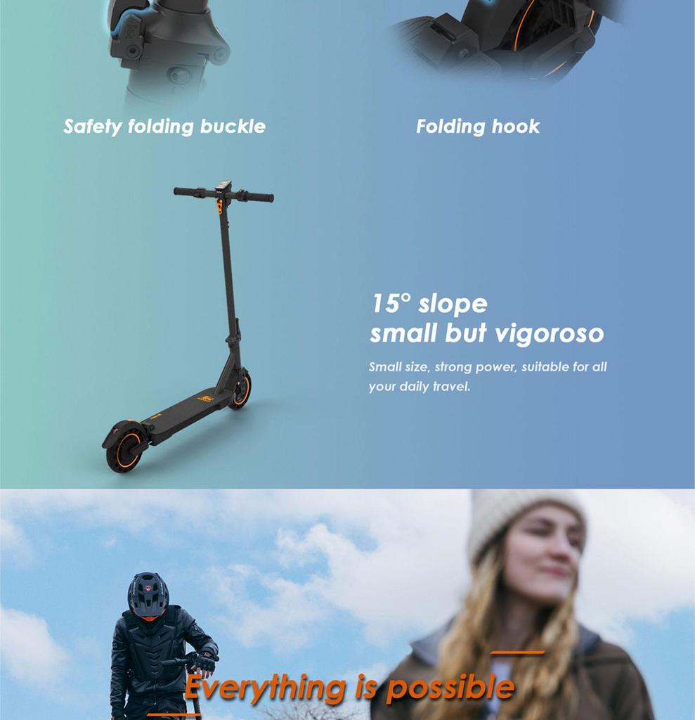 KuKirin S1 Max Electric Scooter 8 Inch Tire Escooter 350W36V10.4Ah Foldable Electric Scooter 30KM/H Max Speed 39km Range
