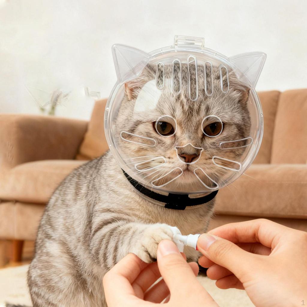 Katzenmaulkorb Ball für Aggressive Anti-Leck-Helm Transparentes Haustier-Mundschutz Pflege