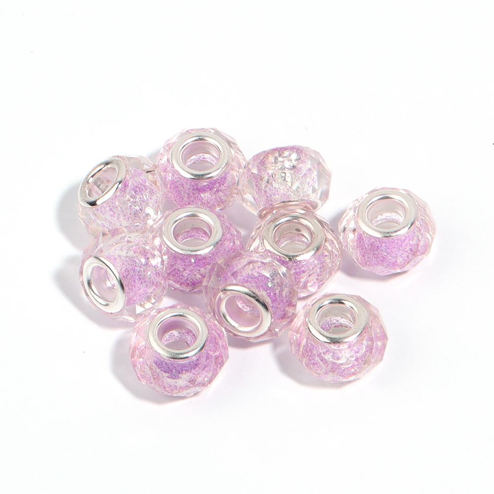 

10Pcs/lot Transparent Color Faceted Resin Beads Large Hole Loose Beads for Jewelry Making DIY Bracelet Decoration Charm Supplies 14mm светло-фиолетовый