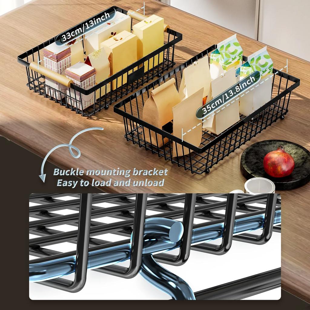2-Tier Fruit Vegetable Basket,Organizer for Bread Vegetable Detachable ,Large Capacity Storage Stand,Black