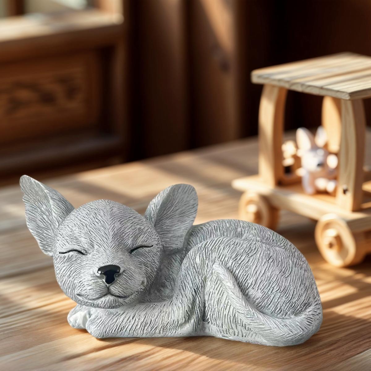 

1 Piece Chihuahua Statue - Suitable for Decorative Garden, Lawn and Terrace, It Has a Realistic Sleeping Posture and Fine Hair Texture, Is P