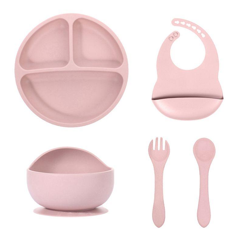 

A71Z Baby Feeding Set, With Strong Suction, Silicone Tableware, Used To Hold Solid Food. рожевий