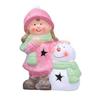 Lighted Ceramic Christmas Figurine Cute Light Up Boy Girl Tree Snowman Statue for Holiday Winter Indoor Mantel Tabletop Fireplace Decor