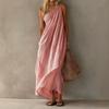 Elegantes einfarbiges ärmelloses Maxikleid Damen 2026 Slim Fit Hoher Bund Fließend Lang