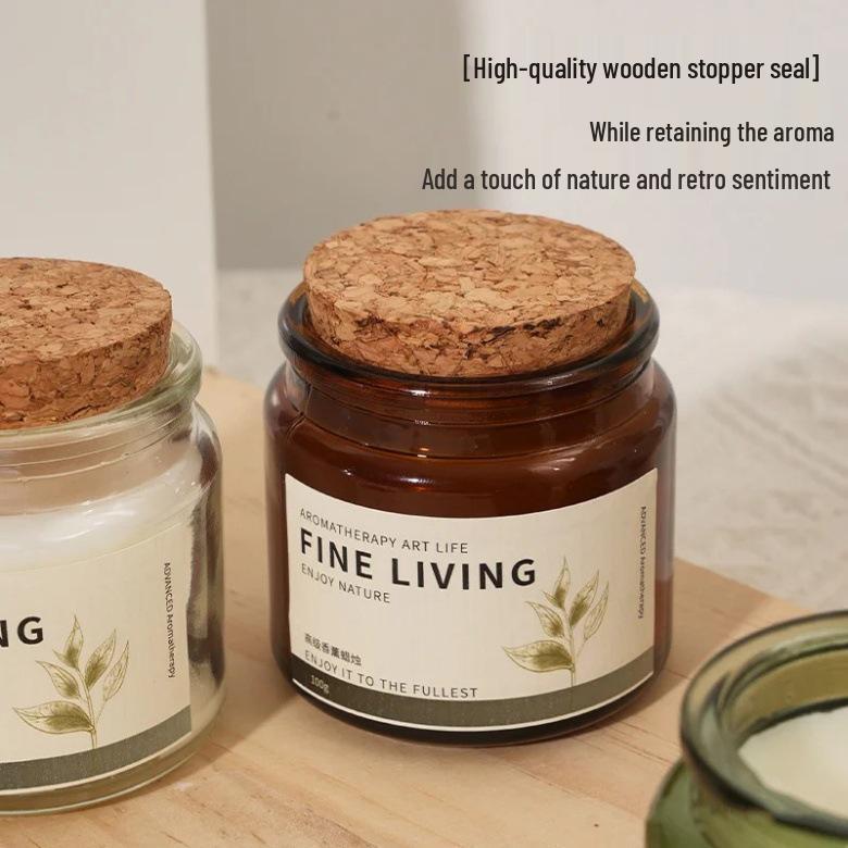 Aromatherapy Glass Candle with Wooden Stopper - Long-lasting Fragrance for Bedroom, Gift-Ready Cross-border Scented Air Freshener