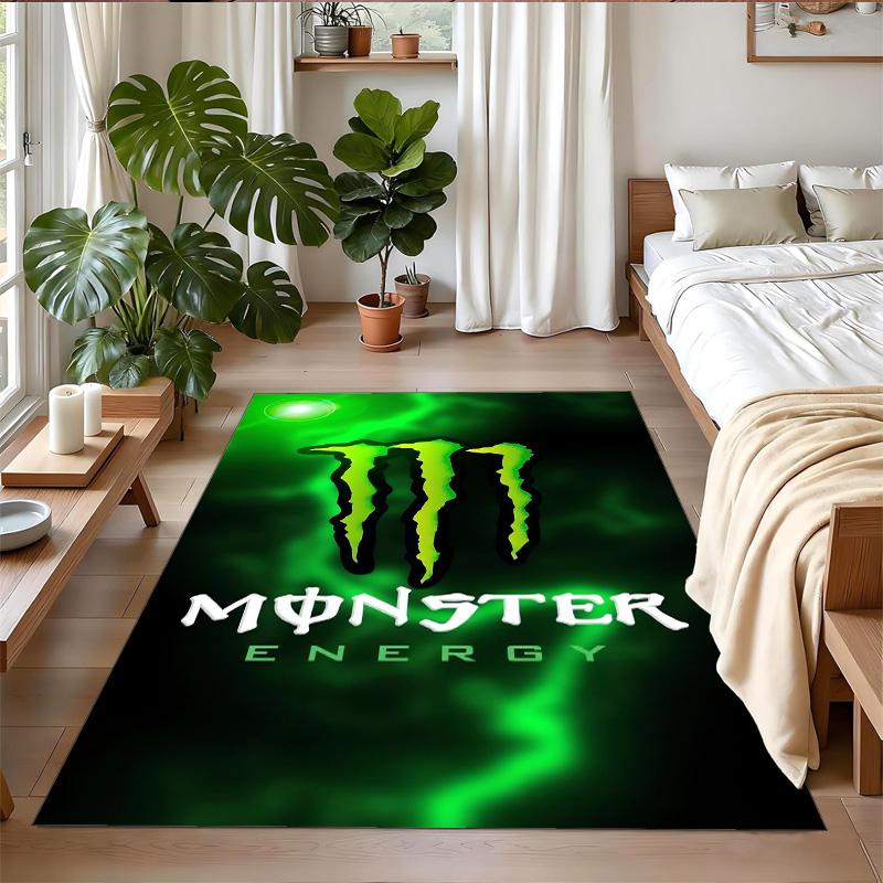 Tappeto in Peluche di Cristallo con Stampa Monster Energy Anti?Indumenti da notte?Tappeto da Pavimento Resistente per Decorazione Domestica Interna