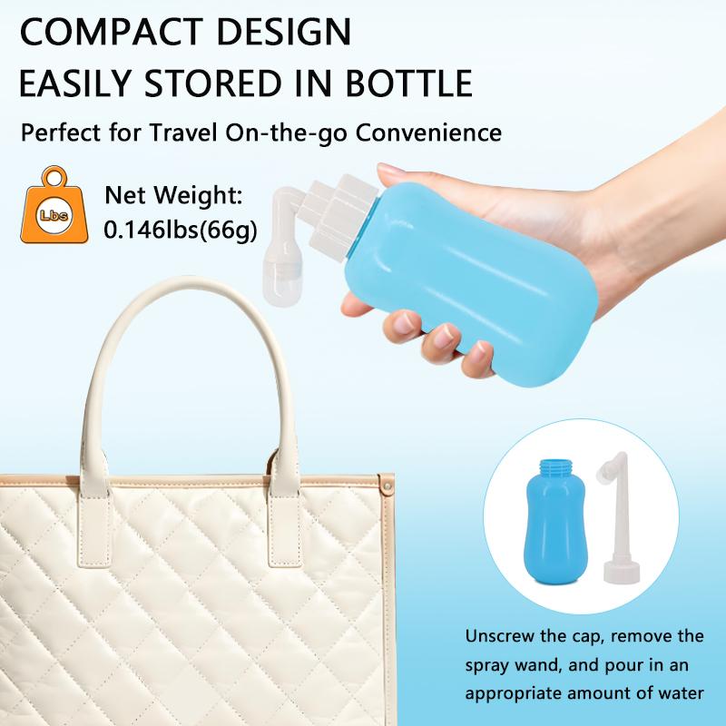 Portable Non Electric Bidet | Leak Free Handheld Travel Bidet Peri Bottle Angled Nozzle Sprayer 360ml Capacity | Toilet Use