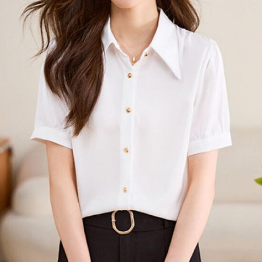 Navava Men Vintage Plain Short Sleeve Shirt Nb2077