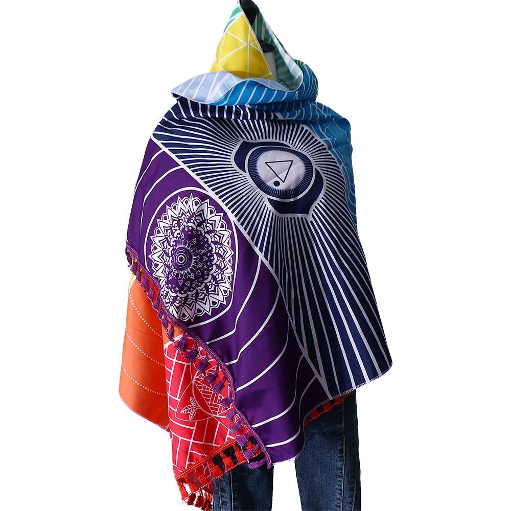 Comfortable Travel Rainbow Tapestry Floor Mat Yoga Carpet Beach Towel Rug Meditation Carpet