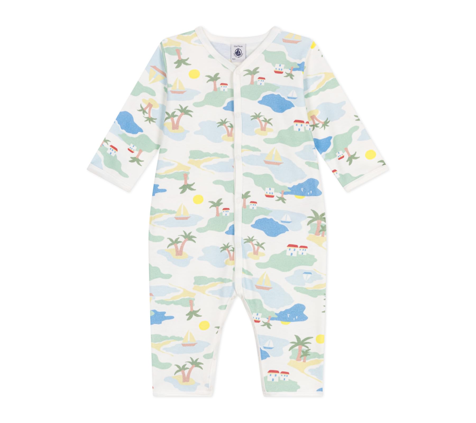 

Комбинезон без ног A0CNE Off Color 3 месяца 60 см [Petit Bateau] Белый/Мульти