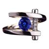 Luxury New European and American Light Luxury Jewelry Inlaid with Sapphire Engagement Simulation Diamond Ring Imitation Silver Jewelry