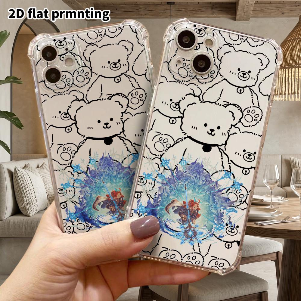 Phone Case: 2D flat suitable for iPhone 18 17 16 15 14 13 Pro, transparent four corner protective case, red haired loli, Christmas and Halloween gift