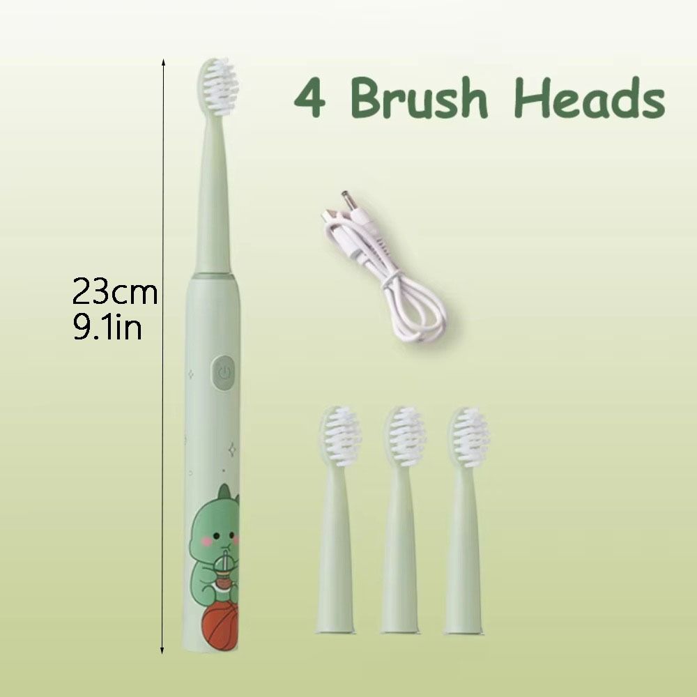 Cartoon Children Sonic Electric Toothbrush 4pcs Replacement Heads Hair Cleaning Brush  Boy Girl