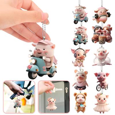 Interesting Acrylic Piglet Tag, Car Key Tag,Fashion Funny Pig Decorative Pendant Decoration,1 Pc Best Gift For Friends