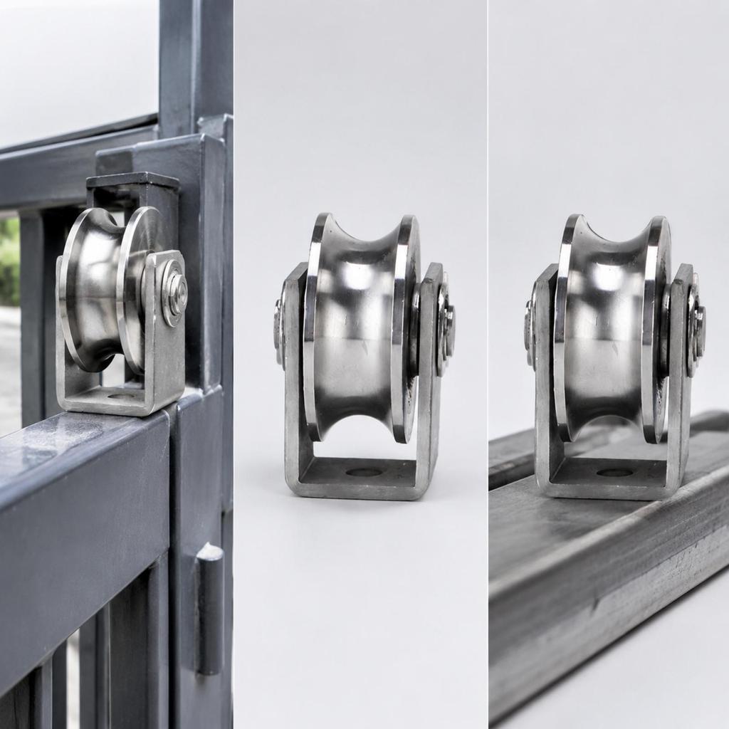 Stainless Steel Sliding Roller Grooved with Metal Bracket Smooth Rolling Door