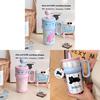 Cartoon Style Insulation Cup For Girls With Large Capacity And Builtin Straw For Home Use