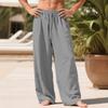 Men's linen loose casual sports trousers pocket tether solid color trendy business trousers
