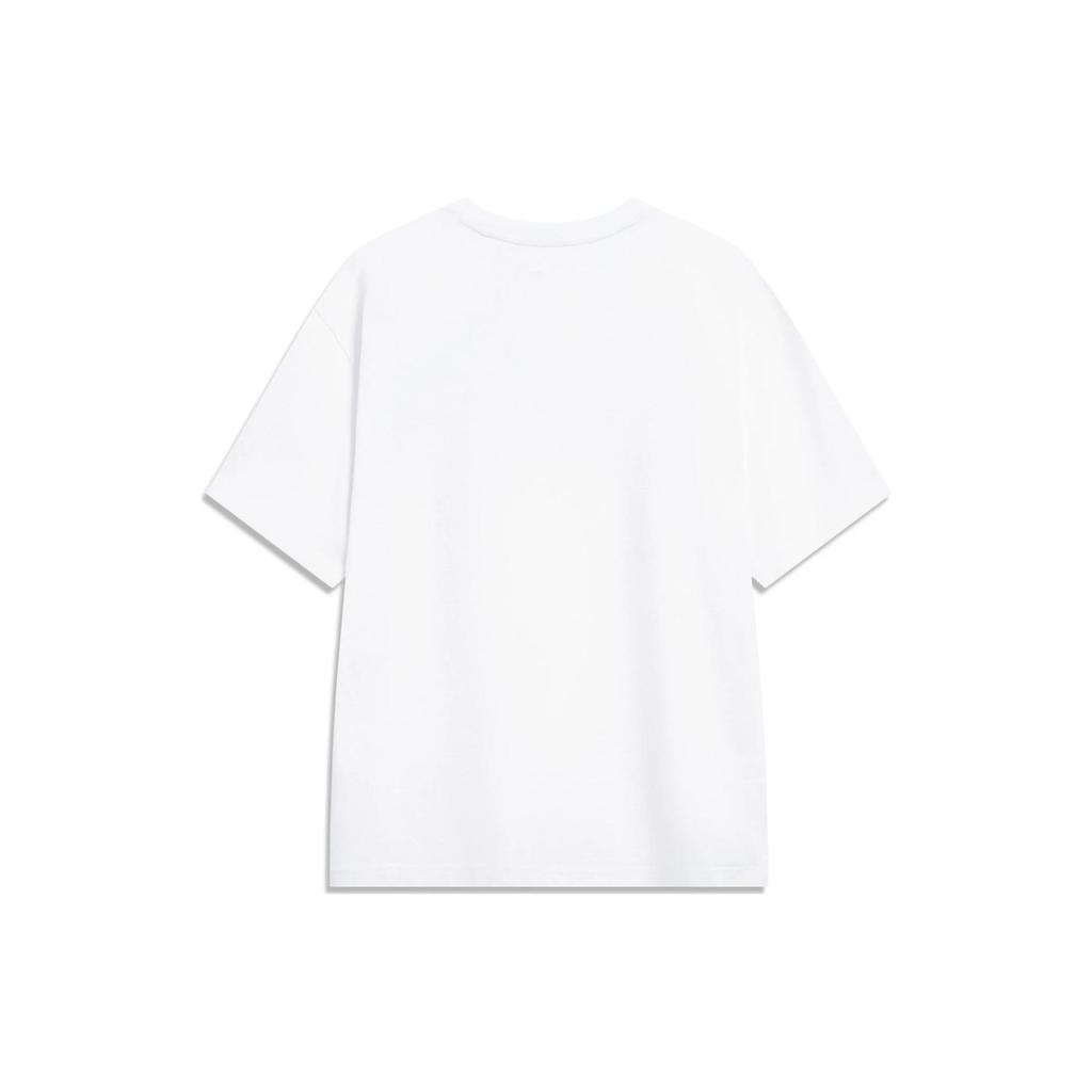 Lining Sports Lifestyle Series Letter Print Loose Short Sleeve Crew Neck T-Shirt Men Tops White AHST761-2