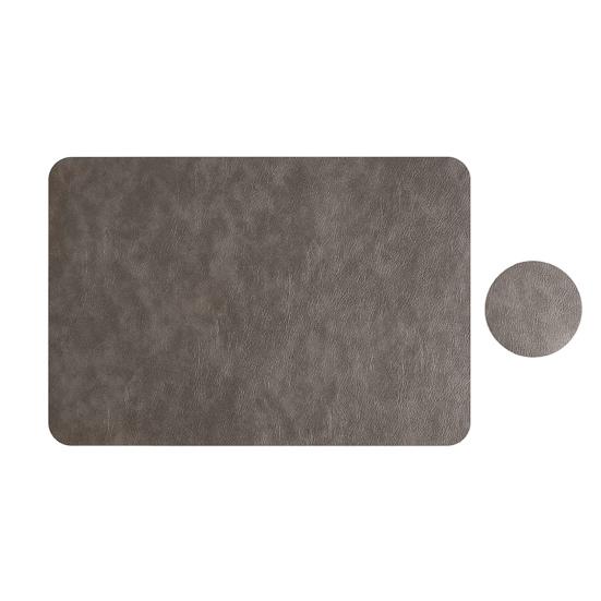 Faux Leather Placemat Coaster Dining Table Heat Insulation Pad Dual Side Waterproof Placemat for Kitchen Countertops Dining Tables