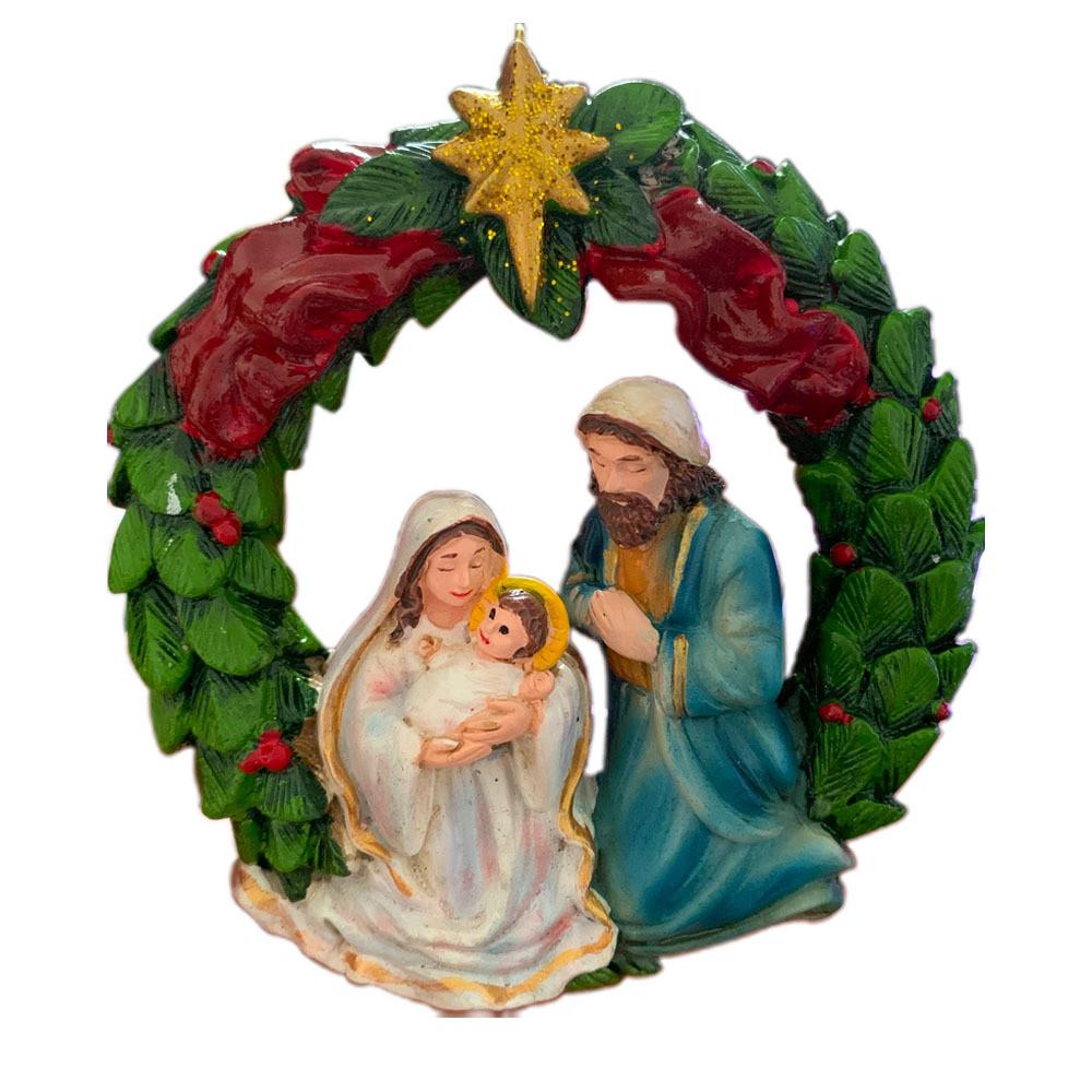 Beautiful Christmas Jesus Child Ornament With Colorful Resin Floral Design