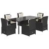 Vidaxl 7-Cz. Garden Furniture Set With Cushions, Black, Poly Rattan