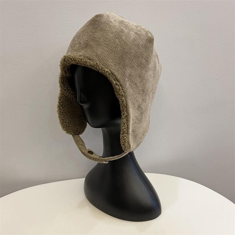 

Winter coarse striped flannel velvet warm men and women outdoor wind and snow travel ear protection ski cap M（56-58cm） жовтий