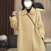 Korean Style Mid-length Sheep Wool Coat, Small, Loose, Autumn and Winter Women's Long Woolen Coat, Spring and Autumn Style
